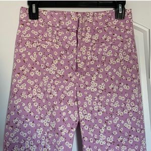 NWT ZARA Lavender Floral Crop Flare Pants Medium
